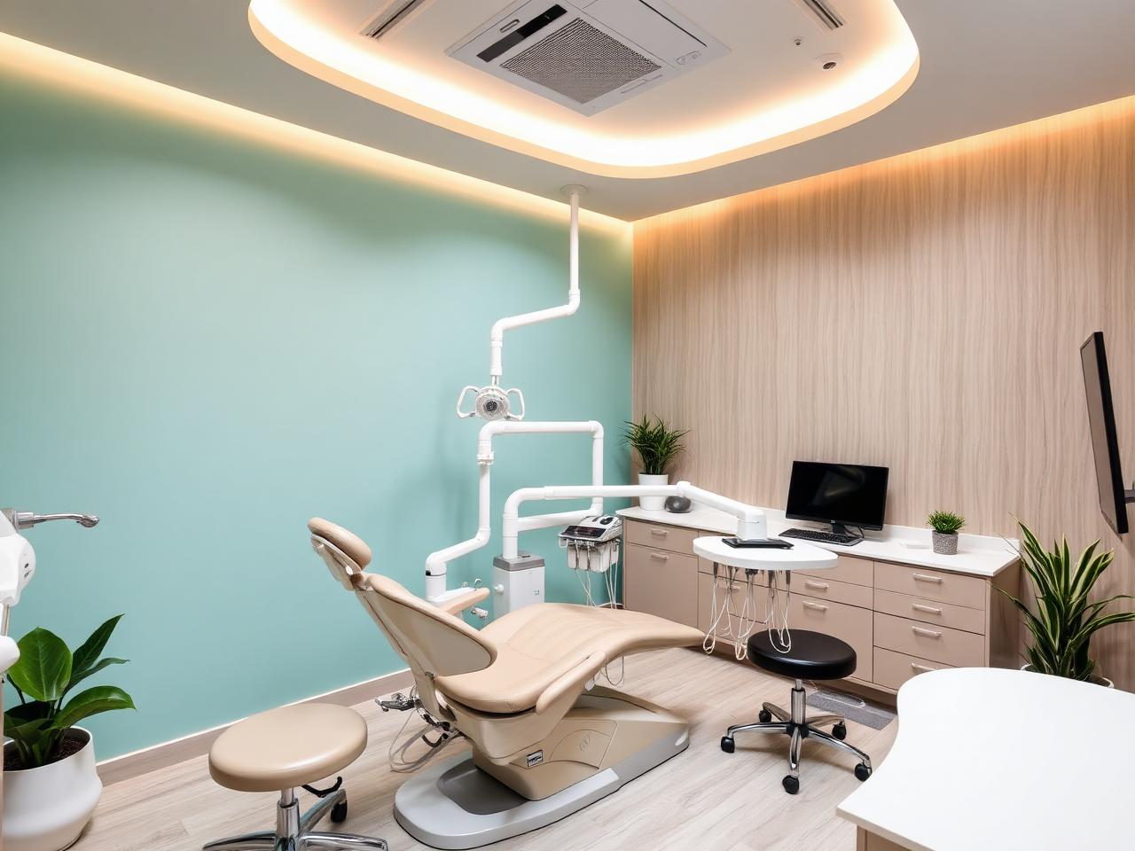 Sala de atendimento odontológico com cadeira confortável e ambiente claro